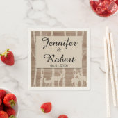 Serviette En Papier Birch Trees Rustiques Cerf Mariage Napkin (En situation)