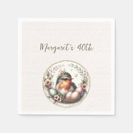 Serviette En Papier Bird Watercolor  (Devant)