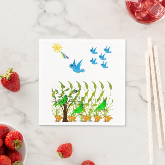 Serviette En Papier Bird Wildlife Napkin (En situation)