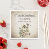 Serviette En Papier Birdhouse Botanical Nature 75e anniversaire (En situation)