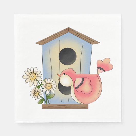Serviette En Papier Birdhouse et Bird (Devant)