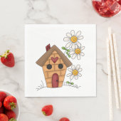 Serviette En Papier Birdhouse Et Fleurs (En situation)
