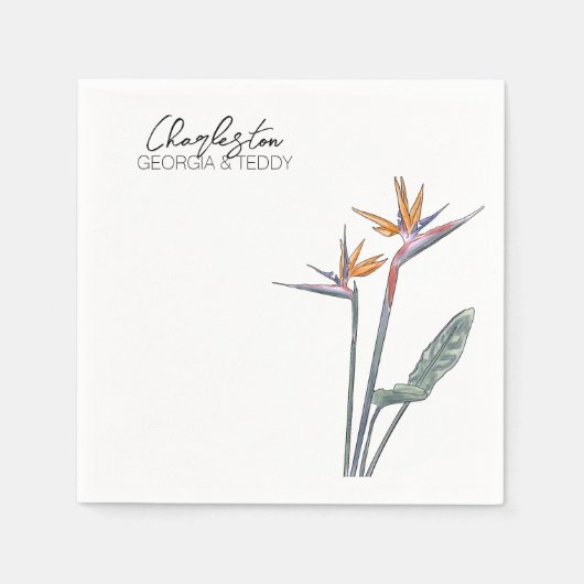Serviette En Papier Birds of Paradise Mariage cocktail napkin (Devant)