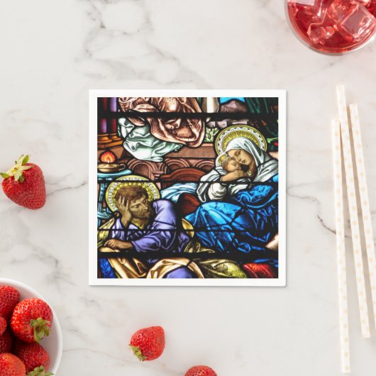 Serviette En Papier Birth of Jesus Stained Glass Window (En situation)
