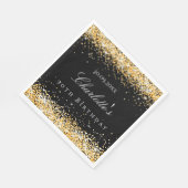 Serviette En Papier Birthday black gold name elegant luncheon (Coin)