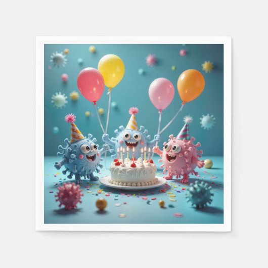 Serviette En Papier Birthday Cartoon Germ Party Fun (Devant)