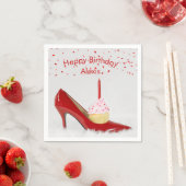 Serviette En Papier Birthday Cupcake In a Red Shoe (En situation)