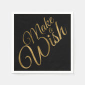 Serviette En Papier Birthday Make a Wish Black & Gold (Devant)