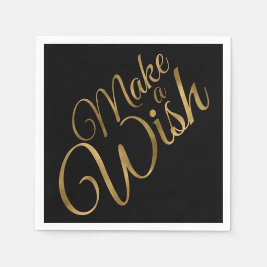 Serviette En Papier Birthday Make a Wish Black & Gold (Devant)