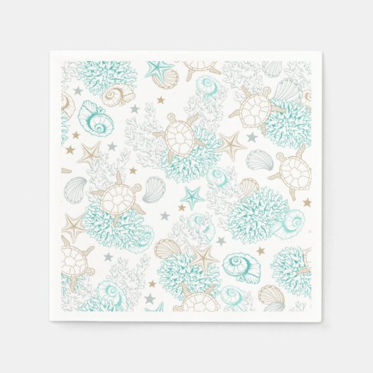 Serviette En Papier Birthday party turtles, underwater tableware (Devant)