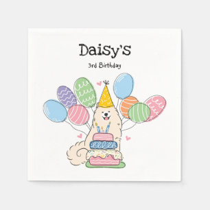 Serviette En Papier Biscuit Samoyed Chien Anniversaire Papier de fête