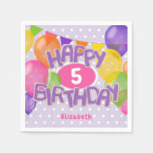 Serviette En Papier biscuits d'anniversaire violet heureux avec ballon (Devant)