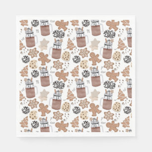 Serviette En Papier Biscuits de Noël et Chocolat Chaud Fêtes de fin d'