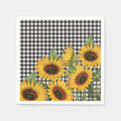 Serviette En Papier Bison noir et blanc Plaid Tournesols jaunes (Devant)