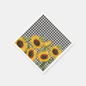 Serviette En Papier Bison noir et blanc Plaid Tournesols jaunes (Coin)