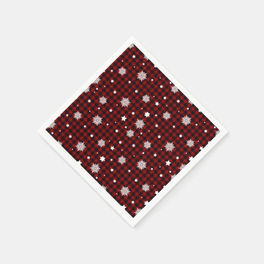 Serviette En Papier Bison noir rouge Plaid Snowflake hiver Noël (Coin)
