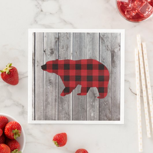 Serviette En Papier bison plaid ours sauvage un 1er anniversaire fête (En situation)
