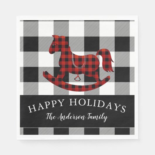 Serviette En Papier bison rustique plaid cheval rocking heureux vacanc (Devant)