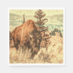 Serviette En Papier Bison sauvage des bois