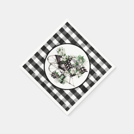 Serviette En Papier Bison vert et noir - Chaussure et emballage (Coin)