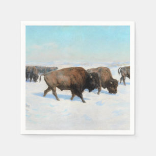 Serviette En Papier Bisons dans la neige (par Rosa Bonheur)