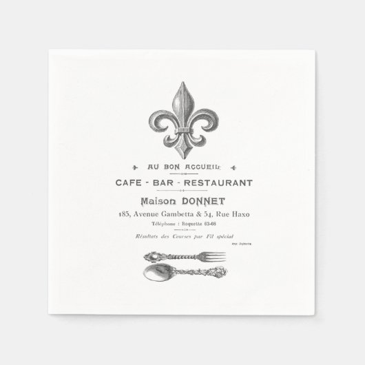 SERVIETTE EN PAPIER BISTROT FRANÇAIS VINTAGE MODERNE (Devant)