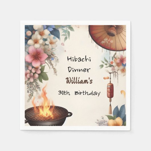 Serviette En Papier Bite Chef Bbq Japonais Sushi Hibachi 30e anniversa (Devant)