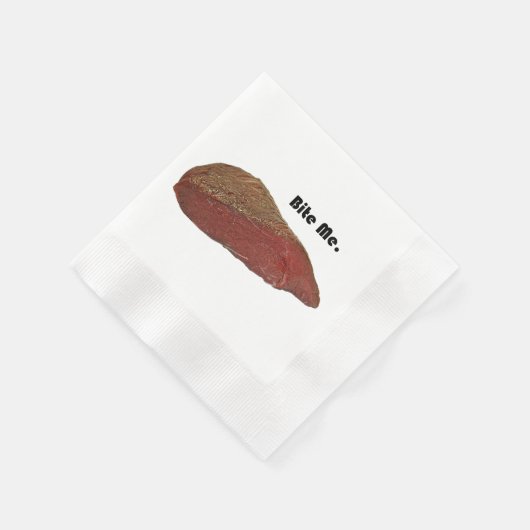 Serviette En Papier Bite Me Funny Steak Beef Pun Joke (Coin)
