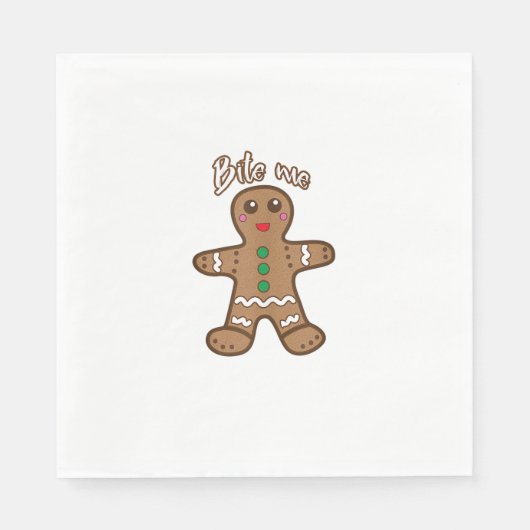 Serviette En Papier Bite Me Gingerbread Funny Cookie Christmas Thanksg (Devant)