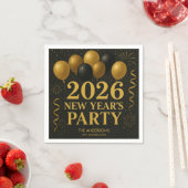Serviette En Papier Black And Gold 2026 New Year Party (En situation)