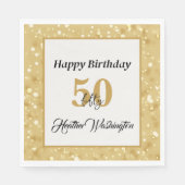 Serviette En Papier Black and Gold 50th Birthday Party (Devant)