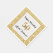 Serviette En Papier Black and Gold 50th Birthday Party (Coin)