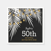 Serviette En Papier Black and Gold 50th Birthday Party (Devant)
