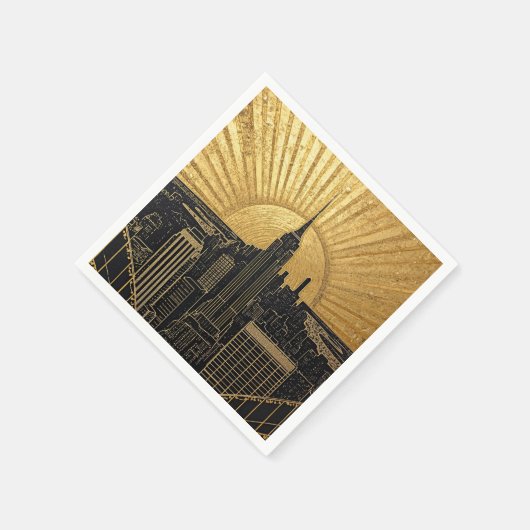 Serviette En Papier Black and Gold Art Deco Paper Napkins (Coin)