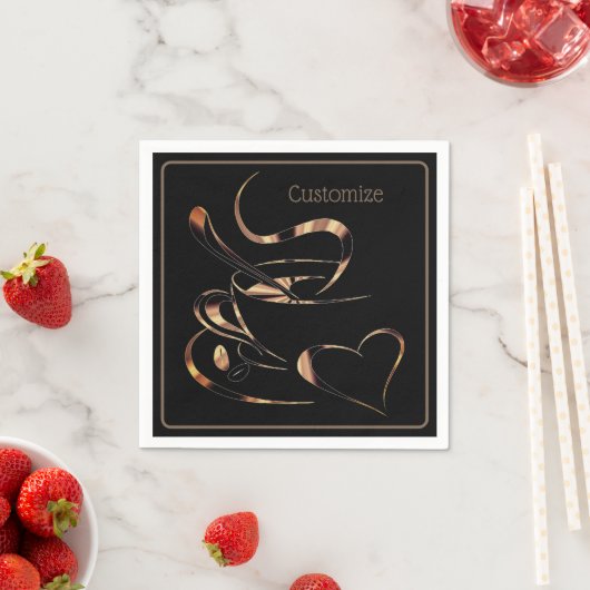 Serviette En Papier Black And Gold Coffee Love (En situation)