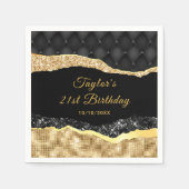 Serviette En Papier Black and Gold Glam Tears Anniversaire (Devant)