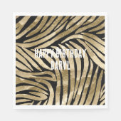 Serviette En Papier Black and Gold Glam Zebra Anniversaire (Devant)
