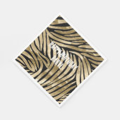 Serviette En Papier Black and Gold Glam Zebra Anniversaire (Coin)