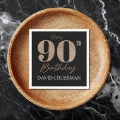 Serviette En Papier Black and Gold Glitter Numeral 90th Birthday