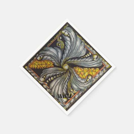 Serviette En Papier Black and Gold Mosaic (Coin)