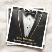 Serviette En Papier Black and Gold Tuxedo Birthday Event