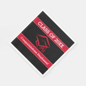 Serviette En Papier Black and Red Mortarboard Graduation Party (Coin)