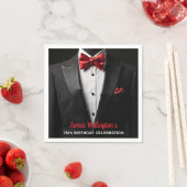 Serviette En Papier Black and Red Tuxedo Birthday Event (En situation)