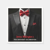 Serviette En Papier Black and Red Tuxedo Birthday Event (Devant)