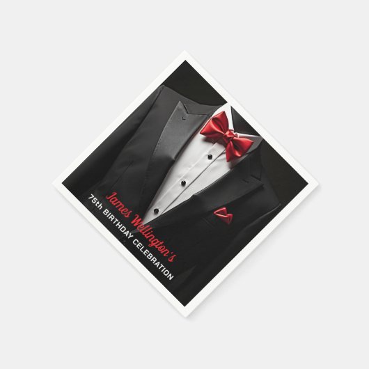Serviette En Papier Black and Red Tuxedo Birthday Event (Coin)