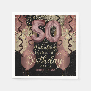 Serviette En Papier Black and Rose Gold Parties scintillant 50e annive