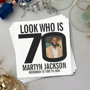 Serviette En Papier Black and white 70e anniversaire photo look qui es