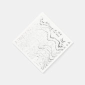 Serviette En Papier Black And White Abstract Swirl Rustic Wedding (Coin)