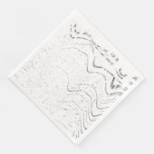 Serviette En Papier Black And White Abstract Swirl Rustic Wedding (Coin)