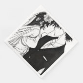 Serviette En Papier Black and White Anime Bride and Groom Wedding (Coin)